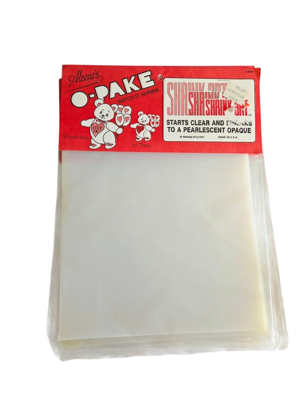 O-Pake Shrinky Dink 6 Packs Of 6 Art Sheets